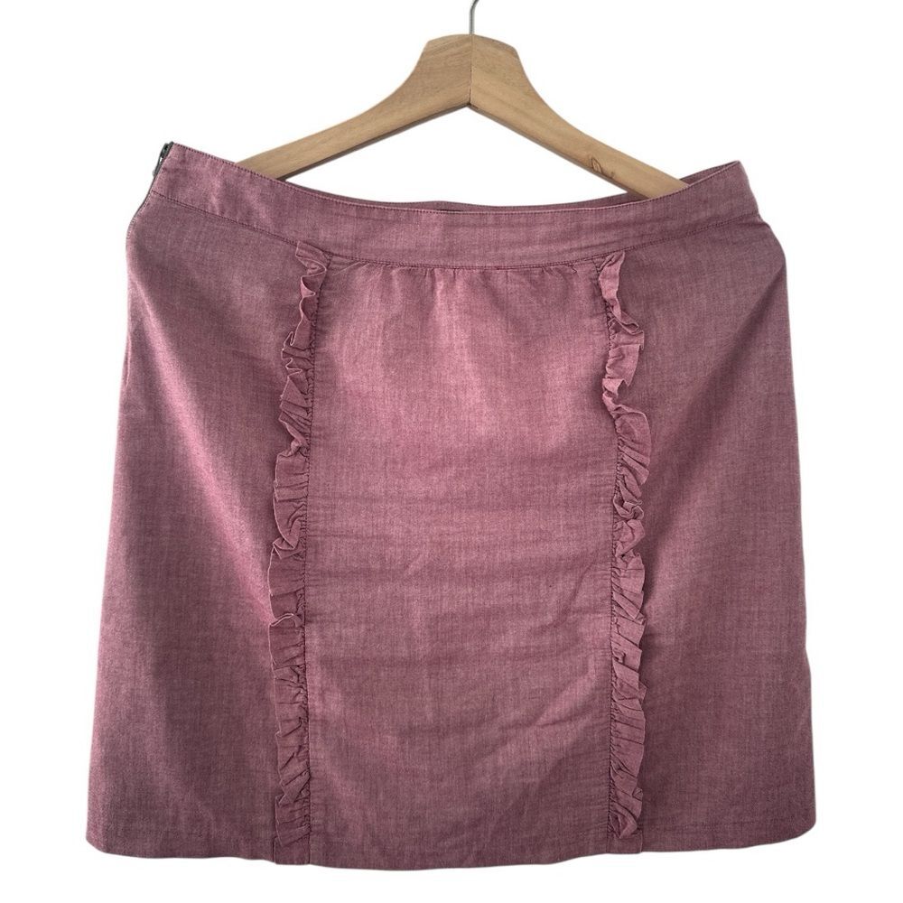Brooklyn Industries Dusty Rose Linen Ruffle Skirt Size 10 Romantic A‑Line Pink